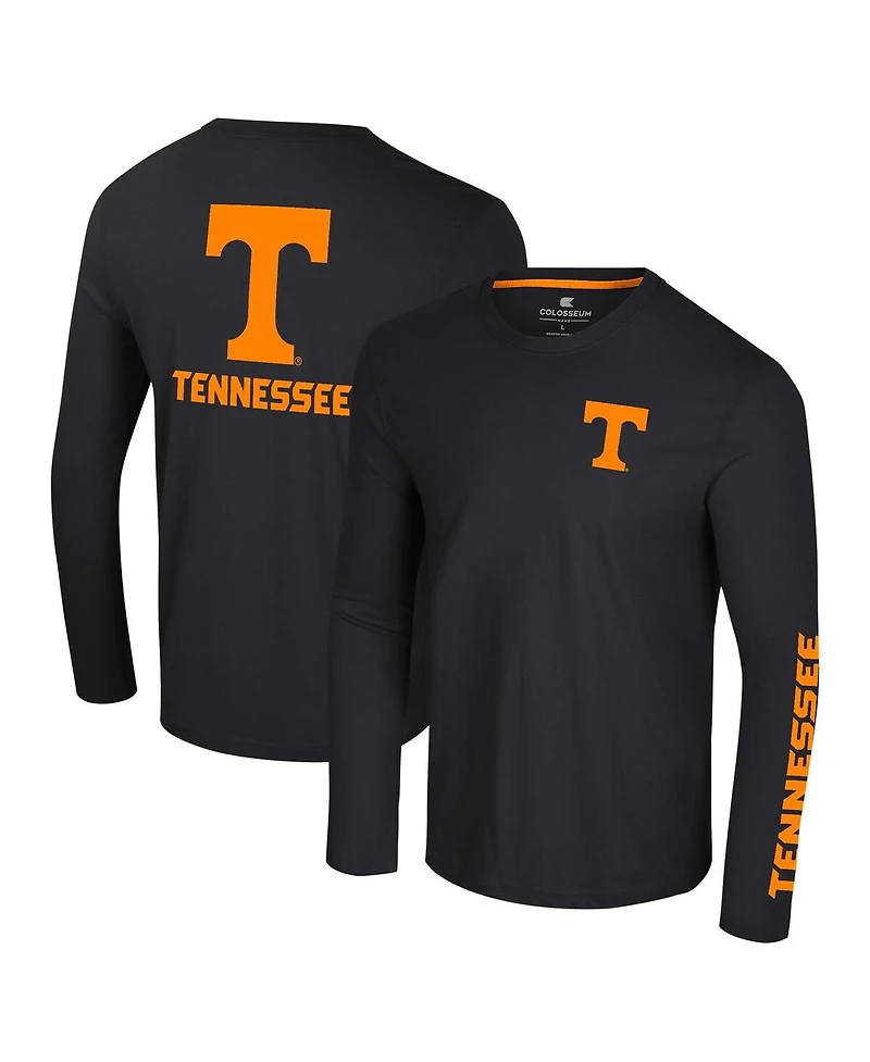 Colosseum Men's Black Tennessee Volunteers Logo Lockup 3-Hit Active Blend Long Sleeve T-Shirt