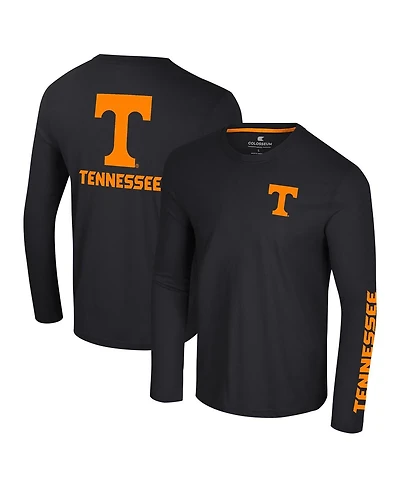 Colosseum Men's Black Tennessee Volunteers Logo Lockup 3-Hit Active Blend Long Sleeve T-Shirt