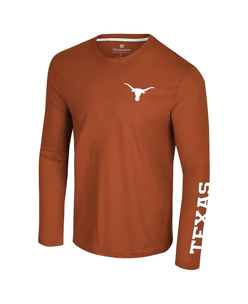 Colosseum Men's Orange Texas Longhorns Logo Lockup 3-Hit Active Blend Long Sleeve T-Shirt
