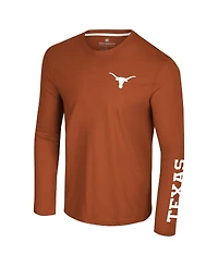 Colosseum Men's Orange Texas Longhorns Logo Lockup 3-Hit Active Blend Long Sleeve T-Shirt