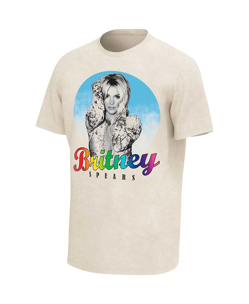 Philcos Men's Oatmeal Britney Spears Rainbow Logo Washed T-Shirt