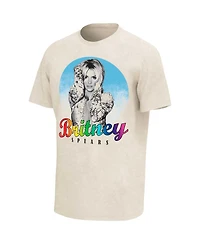 Philcos Men's Oatmeal Britney Spears Rainbow Logo Washed T-Shirt