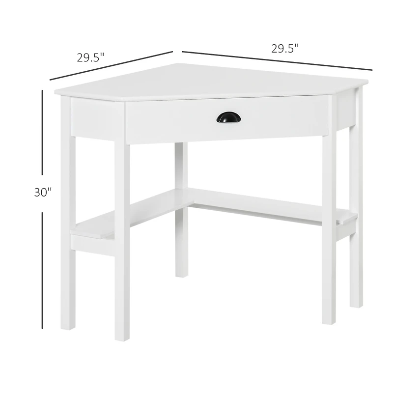 Homcom Corner Desk Triangle Computer Desk with Drawer & Storage Shelves,