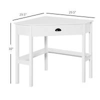 Homcom Corner Desk Triangle Computer Desk with Drawer & Storage Shelves,