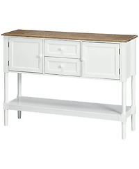 Homcom Retro Console Table W/ 2 Drawers and Cabinets for Entryway Living Room White