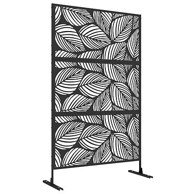 Outsunny Metal Privacy Screen 6.5' Outdoor Divider Leaf Motif
