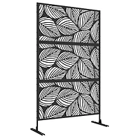 Outsunny Metal Privacy Screen 6.5' Outdoor Divider Leaf Motif