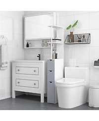 Homcom 54" Tall Bathroom Cabinet Shelf Storage W/ Drawers,