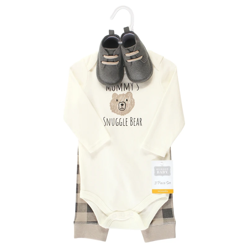 Hudson Baby Boys or Girls Versatile 3-Piece Collection Long Sleeve Bodysuit, Pants, and Booties