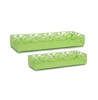 Metal Cut Out Daisy Tray Planter (Set of 2)
