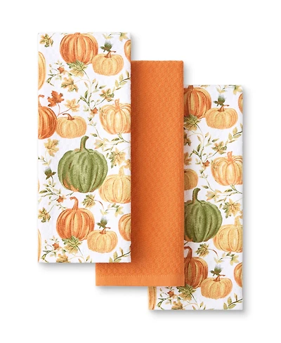 Martha Stewart Autumn Harvest Pumpkins Kitchen Towel, Set of 3
