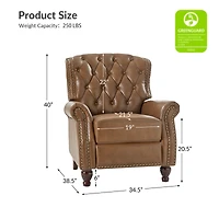 Justine Wooden Upholstery Genuine Leather Recliner with Tufted Back