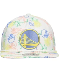 New Era Men's White Golden State Warriors Palm Trees and Waves Golfer Adjustable Hat