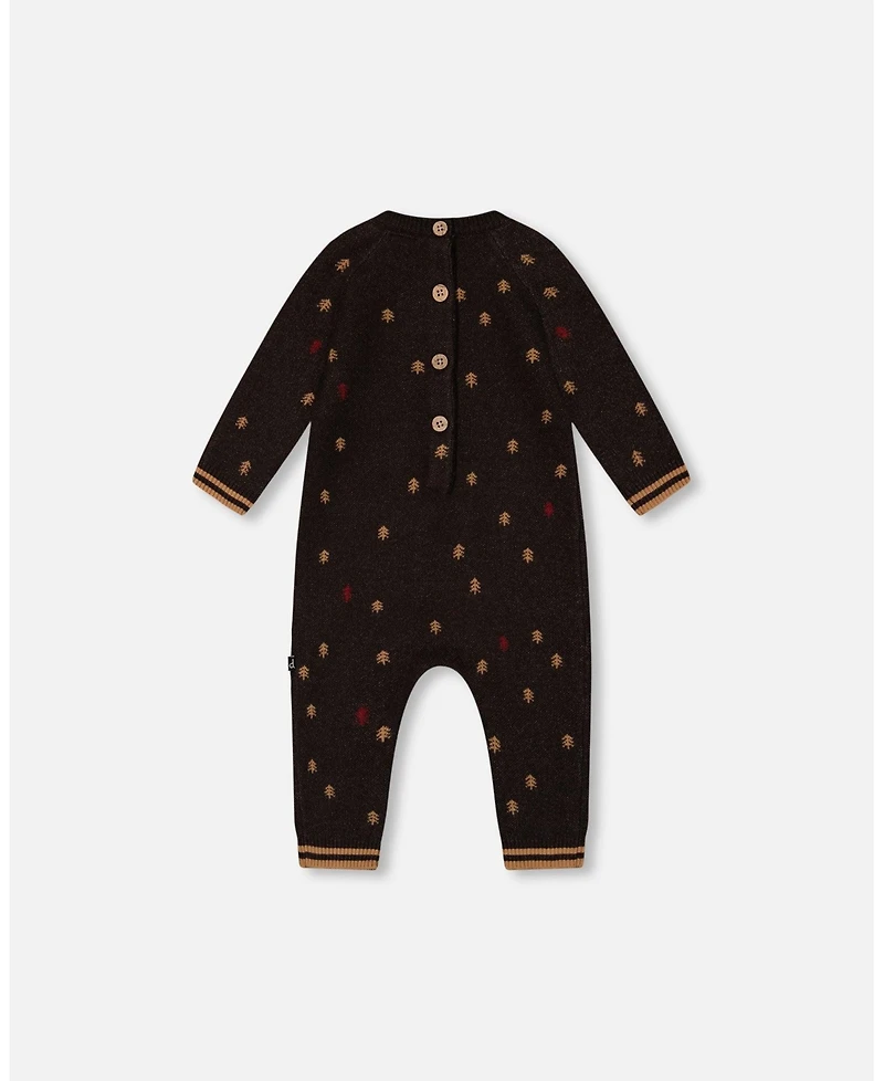 Deux par Deux Baby Boys Baby Knitted Jumpsuit With Intarsia Reindeer