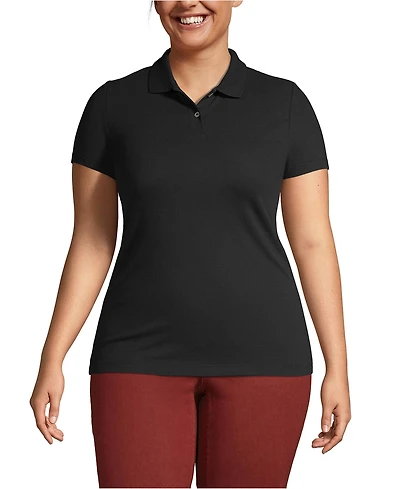 Lands' End Plus Short Sleeve Basic Mesh Polo Shirt