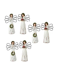 Slickblue Frosted Winter Angel With Bird And Wreath Accent (Set of