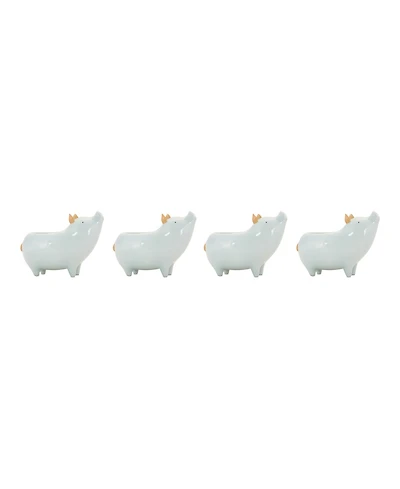 Slickblue Set of 4 Chic Pig Planters for Quirky Indoor and Outdoor Decor