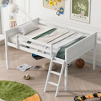 Streamdale Full Wood Low Loft Bed with Ladder