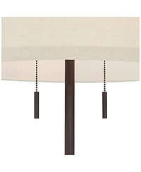 Possini Euro Design Nayla Modern Floor Lamp 62 1/2" Tall Bronze Metal Off White Fabric Tapered Drum Shade for Living Room Bedroom Office House Ho