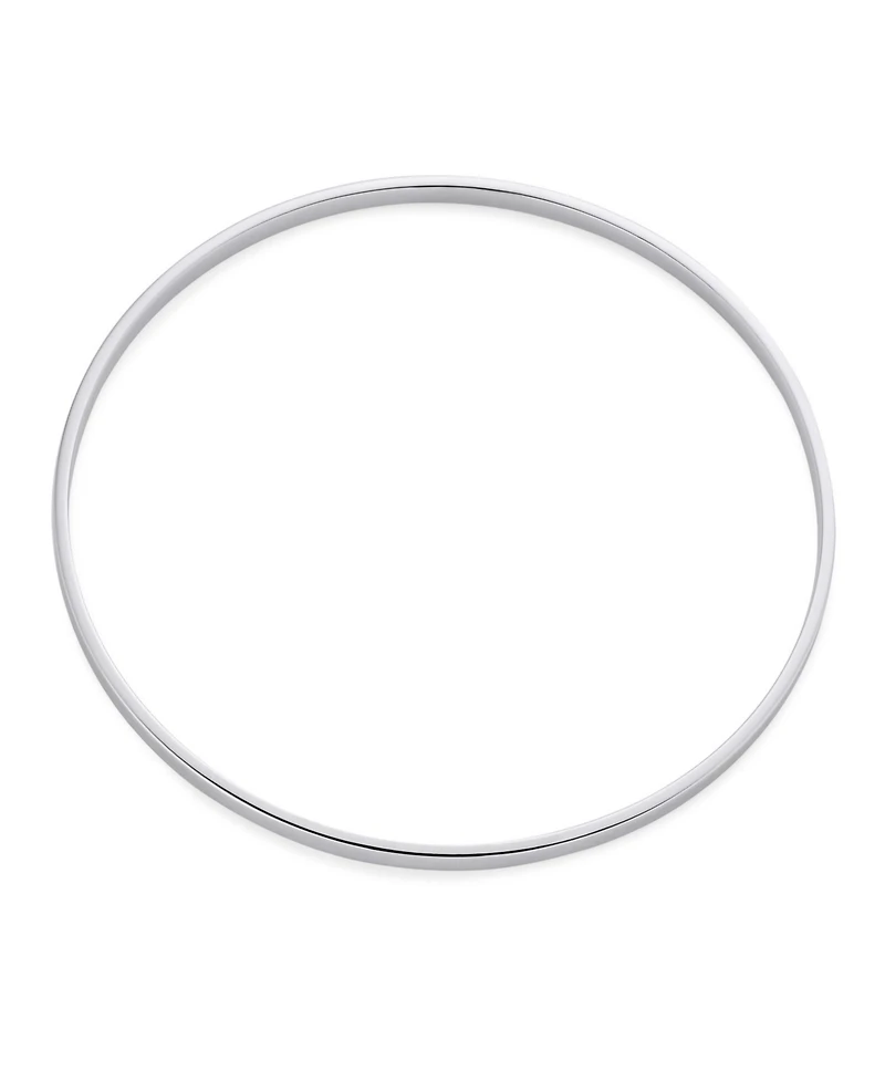 Bling Jewelry Plain Simple Flat Edge Layering Stacking Strong 3MM Shinny Sterling Silver Bangle Bracelet