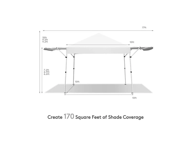 17 Feet x 10 Feet Foldable Pop Up Canopy with Adjustable Instant Sun Shelter