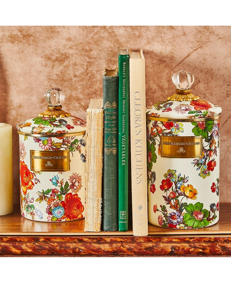 Mackenzie-Childs White Flower Market Large Canister