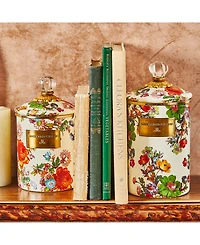 Mackenzie-Childs White Flower Market Large Canister