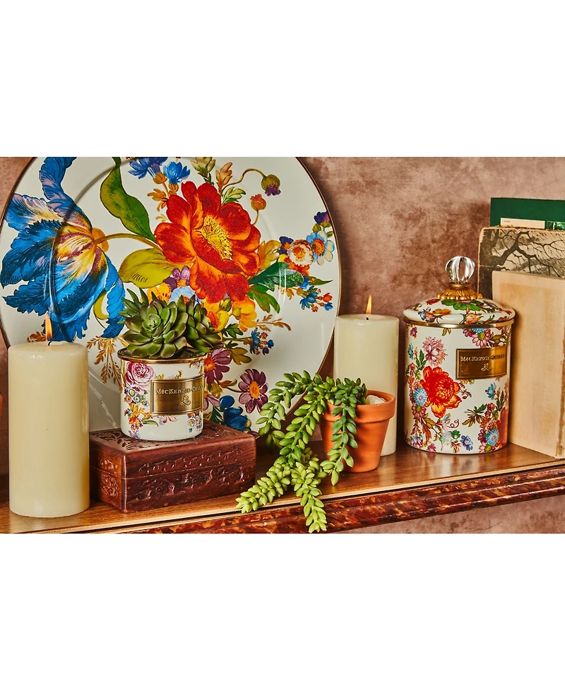 Mackenzie-Childs White Flower Market Medium Canister