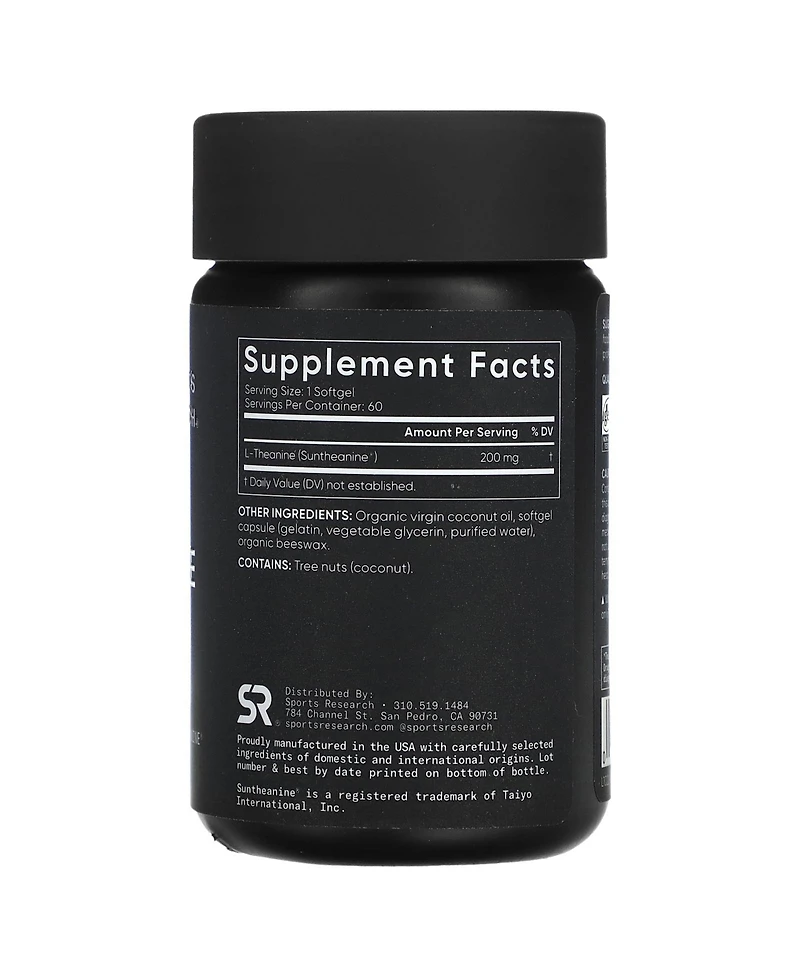 Sports Research L-theanine, 200 mg, 60 Softgels, Sports Nutrition Supplements