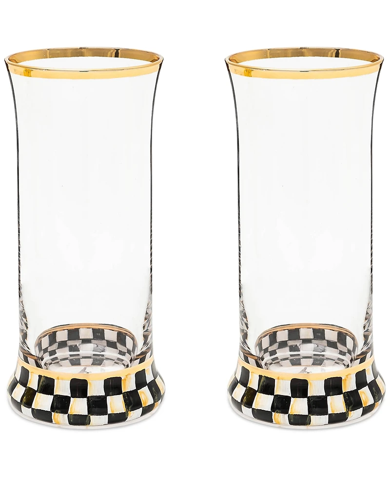 Mackenzie-Childs Courtly Check Highball Glass, Set of 2