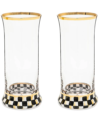 Mackenzie-Childs Courtly Check Highball Glass, Set of 2