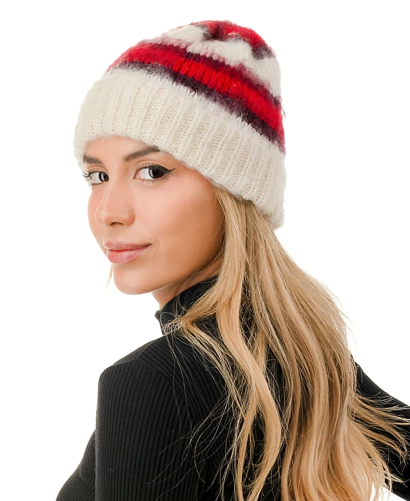 Marcus Adler Stripe Fuzzy Hair Beanie