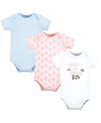 Hudson Baby Baby Girls Hudson Soft Everyday Cotton Bodysuits 3-Pack