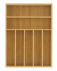 JoyJolt Bamboo Slot Drawer Organizer for Kitchen Utensils