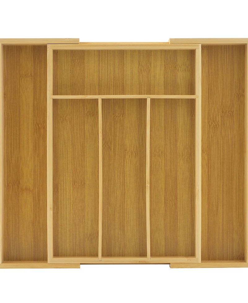 JoyJolt Bamboo Expandable Drawer Organizer for Kitchen Utensils