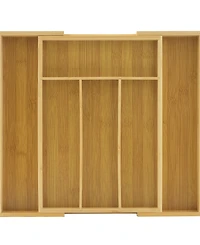 JoyJolt Bamboo Expandable Drawer Organizer for Kitchen Utensils