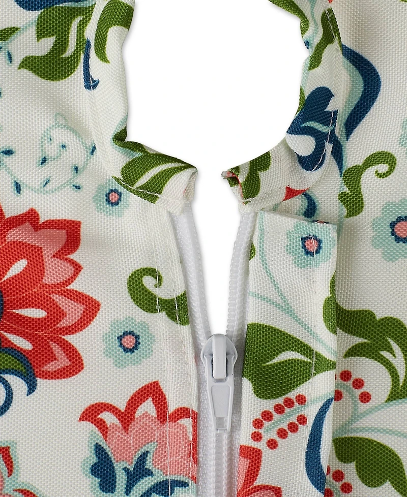 Design Imports Floral Print Outdoor Tablecloth with Zipper 60 Round
