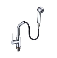 Stainless Steel Kitchen Sink Faucet Pull Out Dual Function Mixer Taps 1 Handle Long Neck