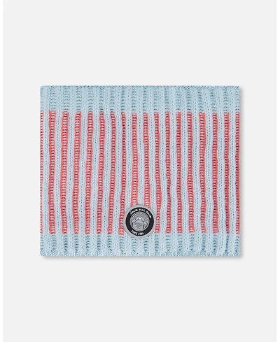 Deux par Deux Girl Knit Neckwarmer Air Blue And Coral - Toddler|Child
