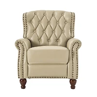 Justine Wooden Upholstery Genuine Leather Recliner with Tufted Back