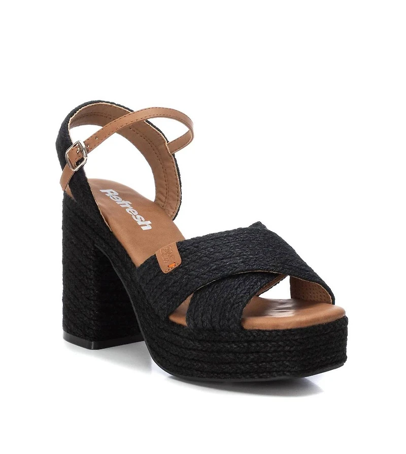 Women's Heeled Jute Platform Sandals By Xti