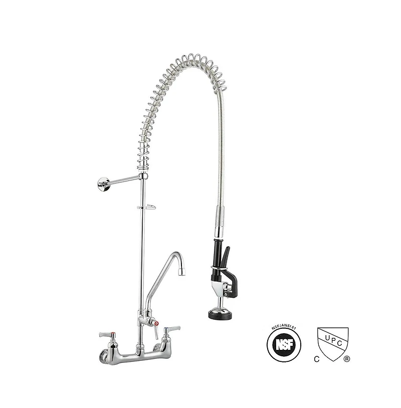 Aquaterior Pre-Rinse Brass Wall-mount Faucet w/ 12" Add-On Faucet Restaurant Cupc Nsf