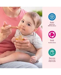 Sperric Silicone Baby Spoons First Stage Baby Feeding Spoons Stage 1 and Stage 2-4pcs (Dark & Light Pink)