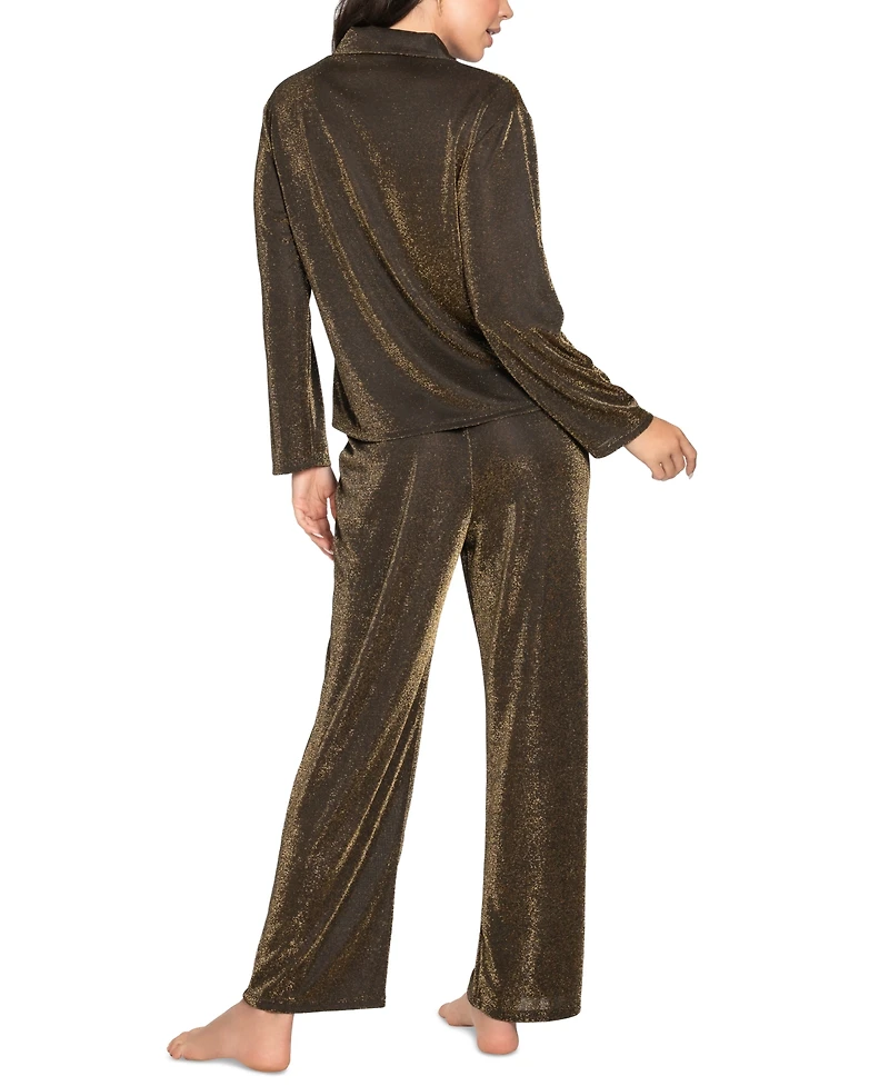 Linea Donatella Women's 2-Pc. Metallic Pajamas Set