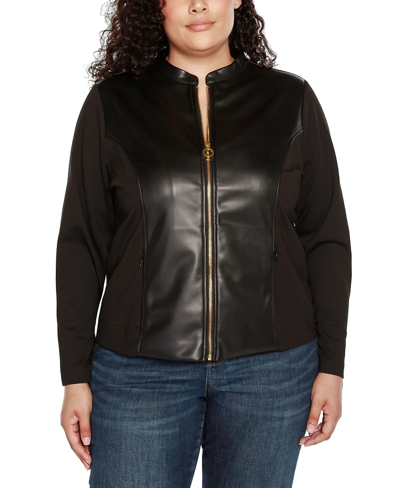 Belldini Black Label Plus Faux-Leather Moto Jacket