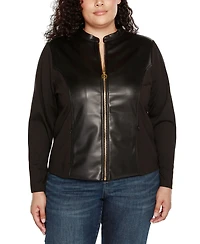 Belldini Black Label Plus Faux-Leather Moto Jacket