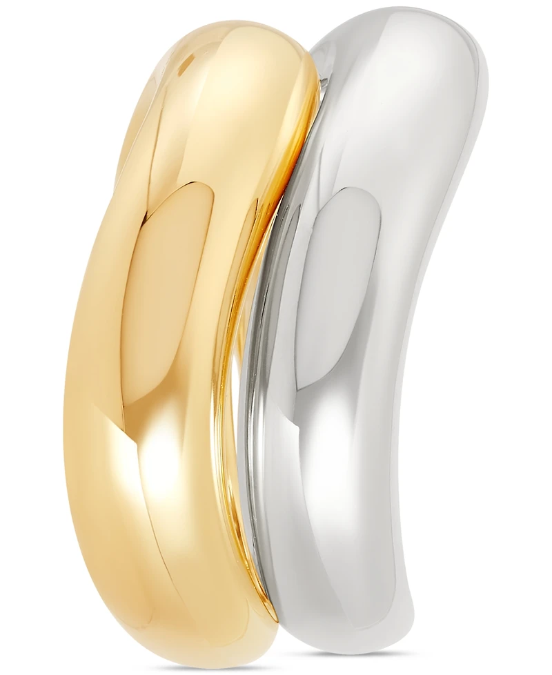 2-Pc. Set Wavy Polished Stack Rings Sterling Silver & 14k Gold-Plate
