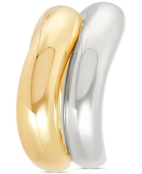 2-Pc. Set Wavy Polished Stack Rings Sterling Silver & 14k Gold-Plate