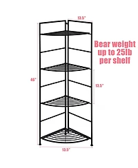 Sugift 4 Tier Folding Metal Shelf Plant Stand Storage Open Shelf Corner Display Rack