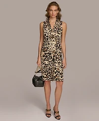 Donna Karan Women's Animal-Print Side-Ruched Dress